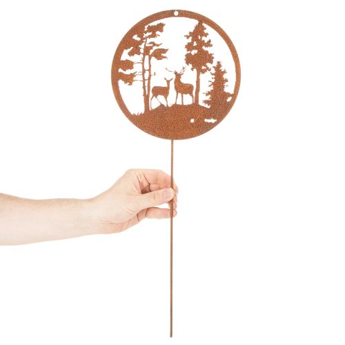 Paletto da giardino, color ruggine, rotondo, sagoma di cervo, decorazione forestale, 53 cm, 2 pezzi | Floristik24.it