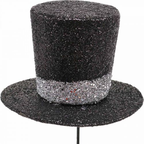 Prodotto Tappo decorativo cappello cilindro deco capodanno glitter 5cm 12pz