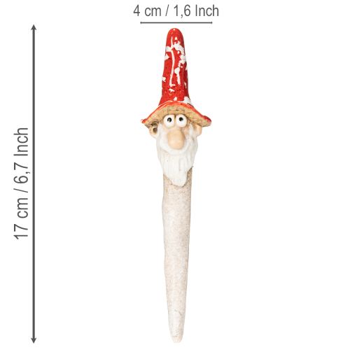 Statuetta di nano da incollare, con lunga barba e cappello a fungo, decorazione, 17 cm, 2 pezzi | Floristik24.it
