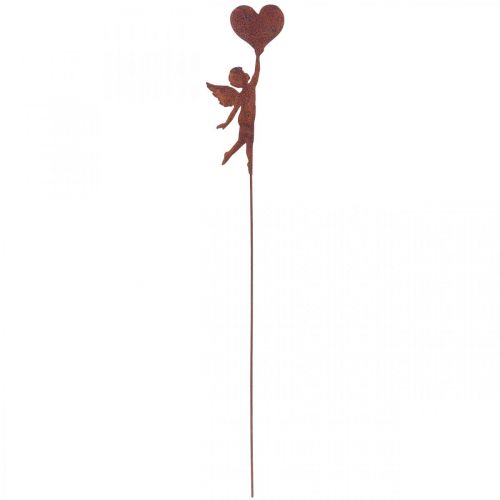 Floristik24 Paletto da giardino angelo ruggine con decoro cuore San Valentino 60cm
