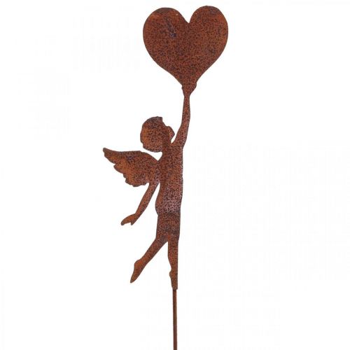 Floristik24 Paletto da giardino angelo ruggine con decoro cuore San Valentino 60cm