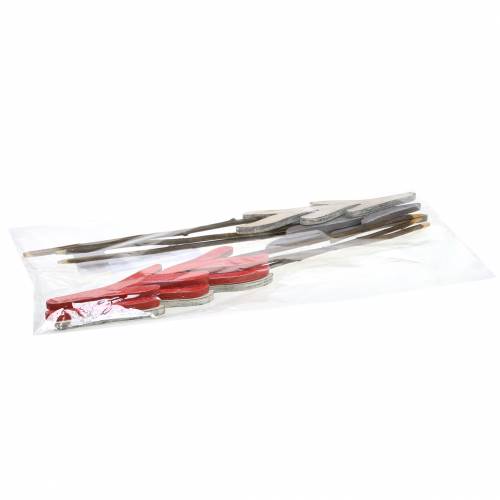 Floristik24 Tappi decorativi abete rosso / grigio / bianco H42cm 6 pezzi