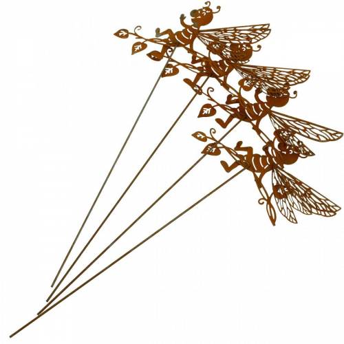 Floristik24 Spina da giardino ape ruggine 34,5 × 14 cm decorazione da giardino in metallo 4 pezzi