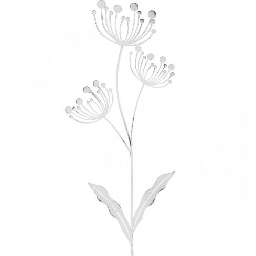 Floristik24 Decorazione primaverile, deco plug fiore shabby chic bianco, argento L87cm L18cm