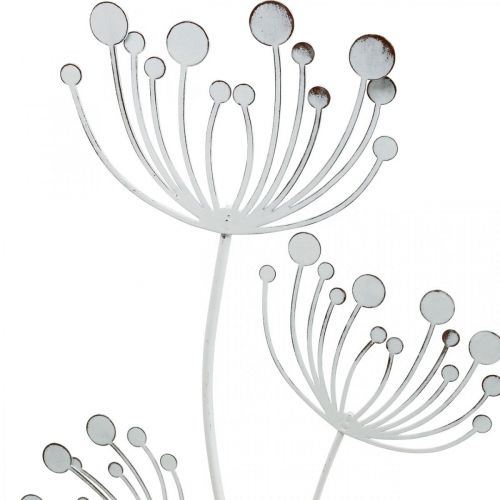 Floristik24 Decorazione primaverile, deco plug fiore shabby chic bianco, argento L87cm L18cm