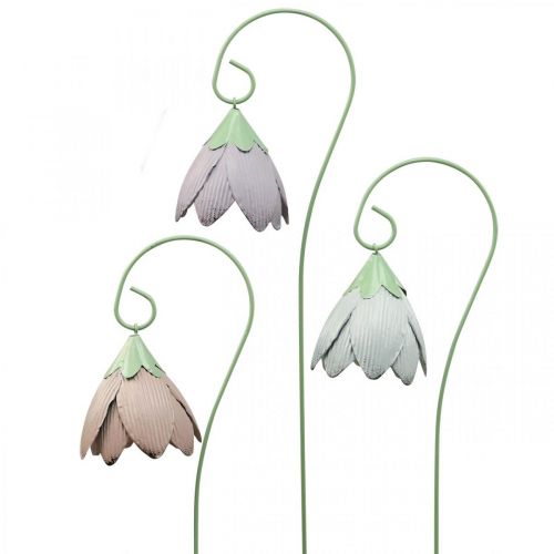 Pali da giardino in metallo fiori decorativi rosa viola bianco L58cm 3 pezzi