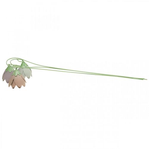 Floristik24 Pali da giardino in metallo fiori decorativi rosa viola bianco L58cm 3 pezzi