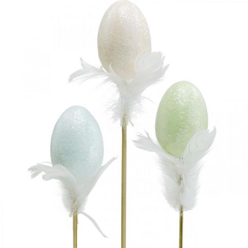 Floristik24 Uova di Pasqua artificiali su stecco uovo pastello Decorazione pasquale H6cm 6pz