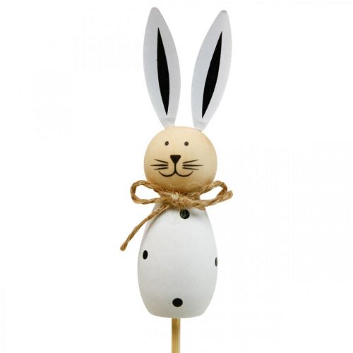 Prodotto Bastoncino di fiori Coniglio di Pasqua in legno Nero/Bianco H34cm 4 pezzi