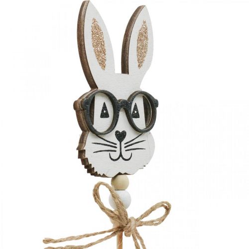 Prodotto Coniglietto a forma di fiore con occhiali legno glitter 4×7,5cm 12pz