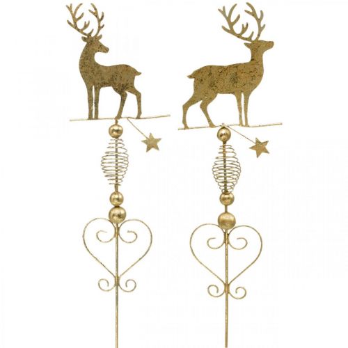 Floristik24 Tappi decorativi renna oro aspetto antico H58cm 2 pezzi