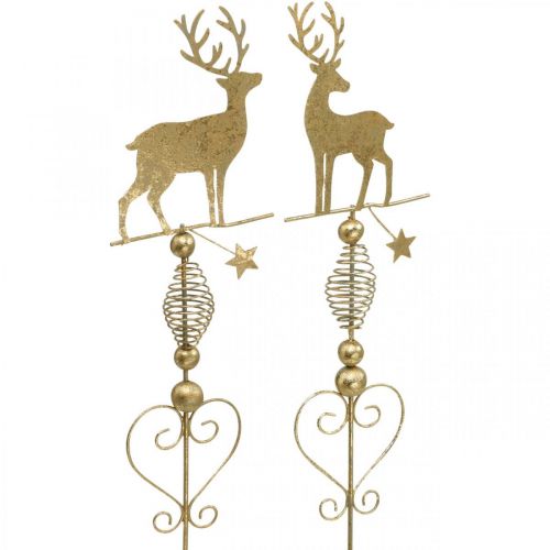 Floristik24 Tappi decorativi renna oro aspetto antico H58cm 2 pezzi