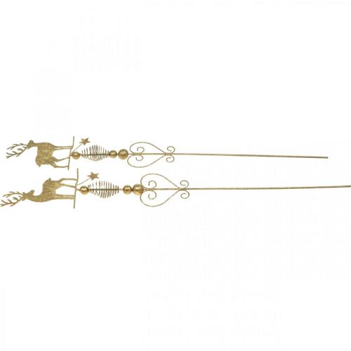 Floristik24 Tappi decorativi renna oro aspetto antico H58cm 2 pezzi