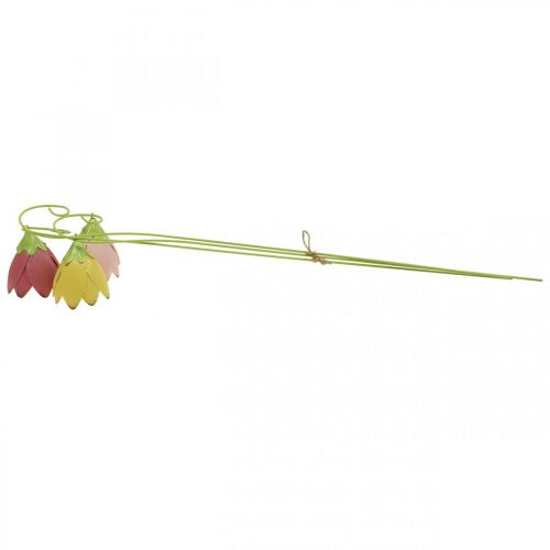 Floristik24 Pali da giardino in metallo fiori decorativi rosa rosa giallo L58cm 3 pezzi