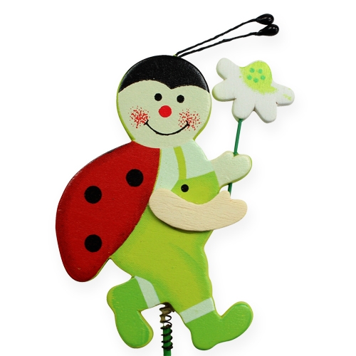 Floristik24 Coccinella in legno su asta 7cm 24pz