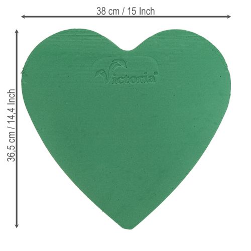 Prodotto Cuore di schiuma floreale 38×36,5 cm schiuma floreale bagnata verde 2 pezzi