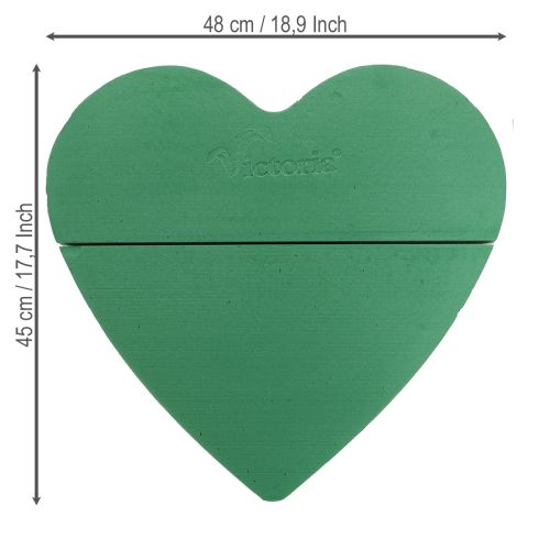Prodotto Cuore di spugna floreale grande in spugna floreale bagnata verde 48 cm 2 pezzi