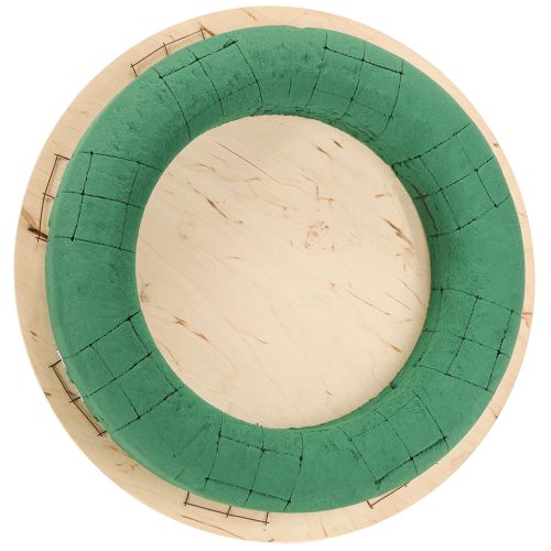Corona di schiuma floreale su legno, schiuma floreale bagnata verde Ø29cm