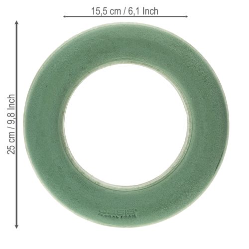 Prodotto Anello in schiuma floreale verde Ø25 cm Disposizione ghirlanda in 4 pezzi