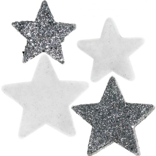 Floristik24 Decorazione a dispersione Stelle di Natale grigio/nero Ø4/5cm 40p