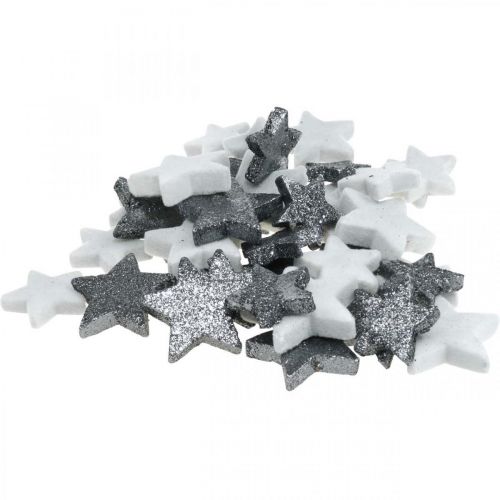 Floristik24 Decorazione a dispersione Stelle di Natale grigio/nero Ø4/5cm 40p
