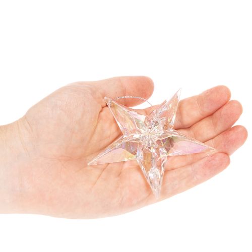 Stelle decorative in acrilico trasparente iridescente, decorazioni per albero di Natale, 9 cm, 6 pezzi | Floristik24.it