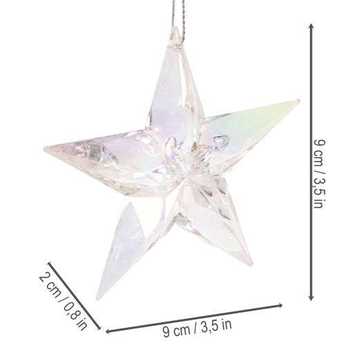 Stelle decorative in acrilico trasparente iridescente, decorazioni per albero di Natale, 9 cm, 6 pezzi | Floristik24.it