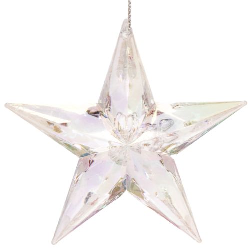 Stelle decorative in acrilico trasparente iridescente, decorazioni per albero di Natale, 9 cm, 6 pezzi | Floristik24.it