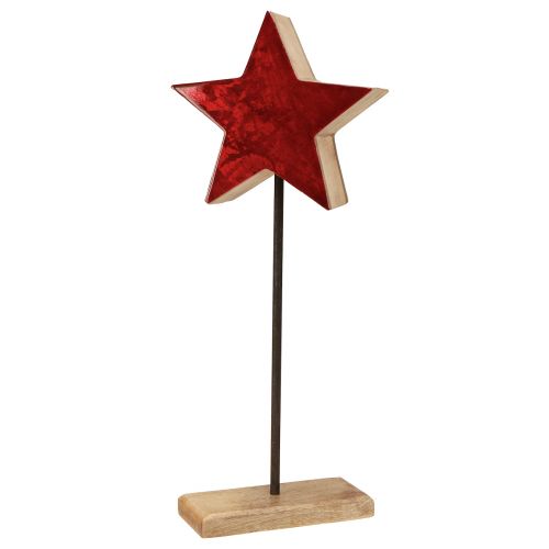 Floristik24 Decoro stella rosso naturale con asta su base 20x9,5x50cm