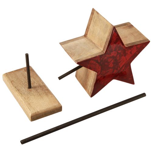 Prodotto Decoro stella rosso naturale con asta su base 20x9,5x50cm