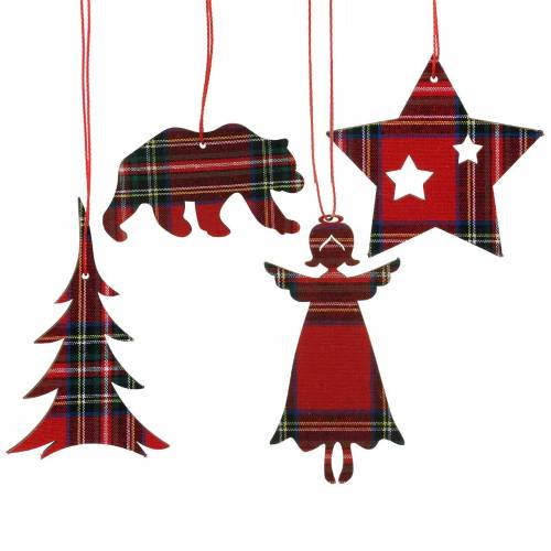 Floristik24 Decorazioni per albero di Natale Quadri scozzesi Rosso 8cm 12pezzi