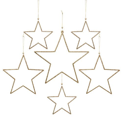 Floristik24 Set stella per appendere oro, mica 17-32 cm
