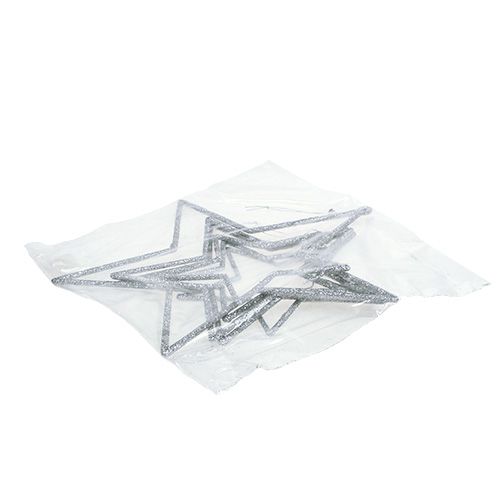 Floristik24 Set di stelle per appendere argento, mica 17-34 cm