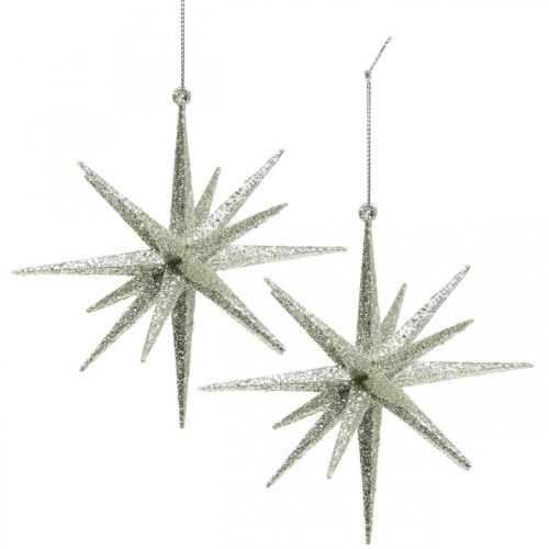 Decorazione natalizia stella da appendere champagne Ø15cm 4pz