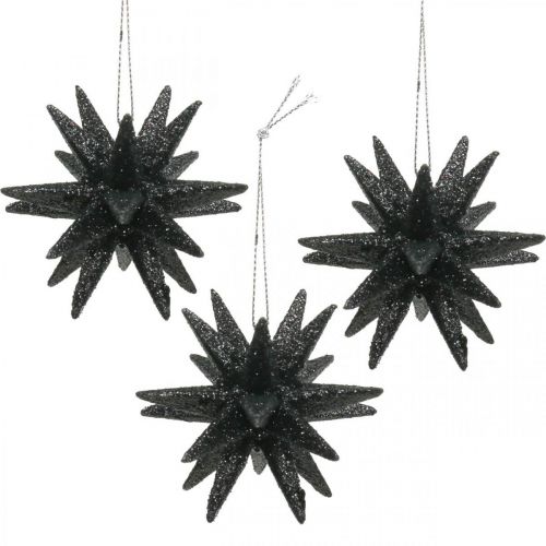 Stelle decorative natalizie da appendere nere Ø7,5 cm 8 pezzi