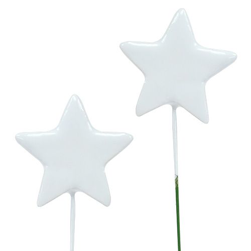 Floristik24 Stella su filo 5 cm bianca 48 pz