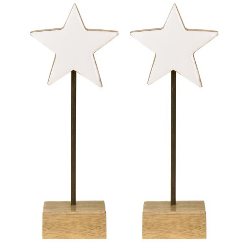 Prodotto Stella di legno bianca stelle di legno da appoggiare H23cm 2 pz