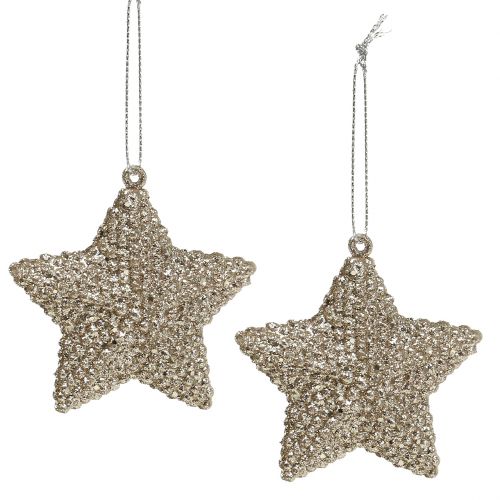 Stella con mica champagne 7,5 cm 12 pezzi