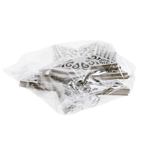Floristik24 Stella argento da appendere 8 cm - 12 cm 9 pz