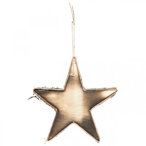 Stella in legno da appendere decorazioni per albero di Natale fiammate naturali H15cm