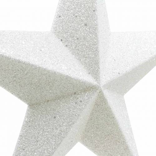 Floristik24 Stelle glitterate da appendere bianche Ø21cm 3pz