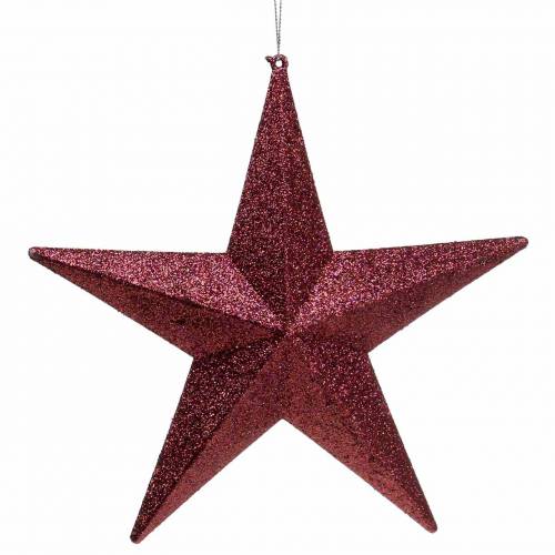 Prodotto Appendino decorativo stella glitter bordeaux 21 cm 2 pezzi