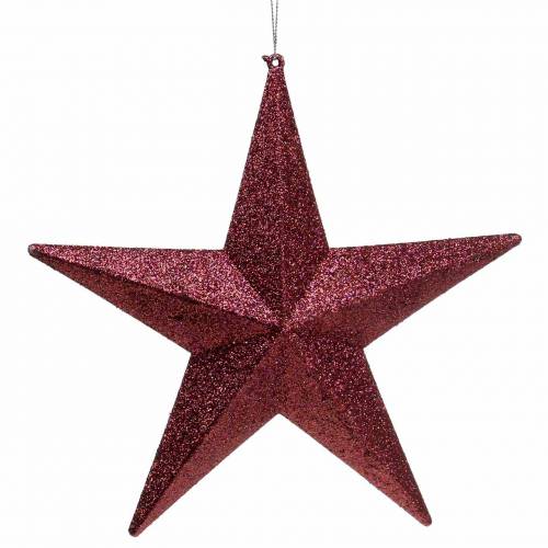 Appendino decorativo stella glitter bordeaux 21 cm 2 pezzi