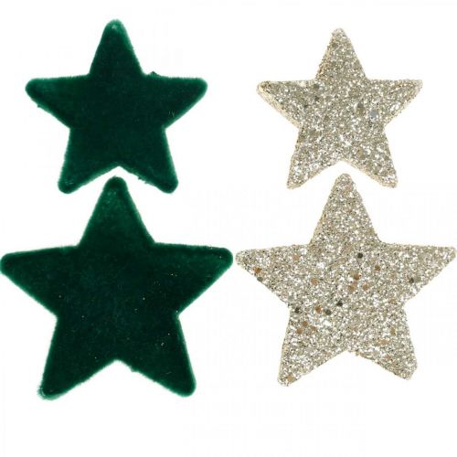 Floristik24 Decorazione stella cosparsa mix verde e oro Natale 4cm/5cm 40 pz