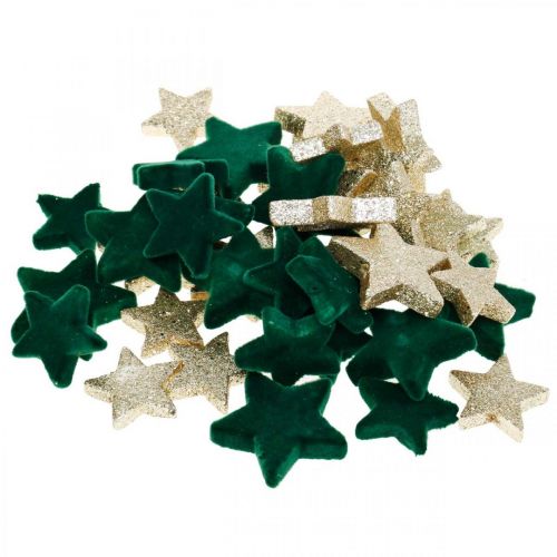 Floristik24 Decorazione stella cosparsa mix verde e oro Natale 4cm/5cm 40 pz