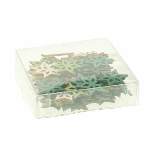 Floristik24 Decorazione a dispersione stella in legno verde mix 4 cm 72 pz