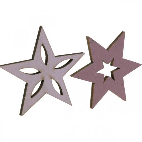 Prodotto Stelle di legno decorative stelle di Natale viola autoadesive 4cm mix 36 pezzi