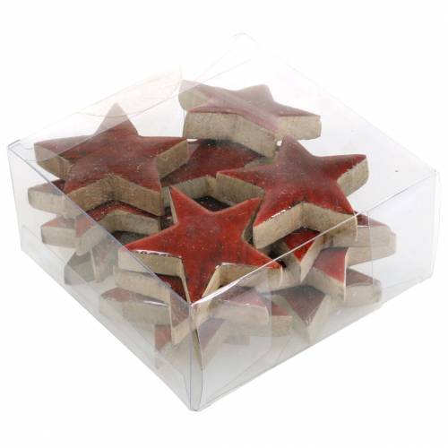 Floristik24 Decorazione a dispersione stella dipinta rosso mango 5×5 cm 16 pz