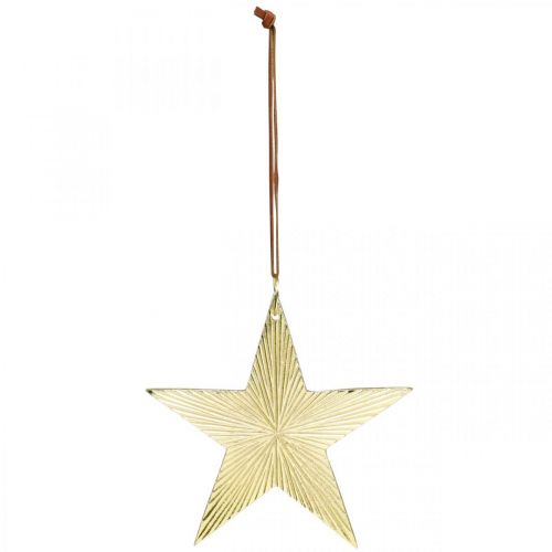 Prodotto Stella d&#39;oro, decorazione dell&#39;avvento, ciondolo decorativo per Natale 12×13 cm 2 pezzi