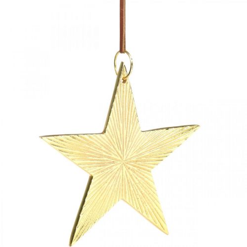 Prodotto Stella d&#39;oro, decorazione dell&#39;avvento, ciondolo decorativo per Natale 12×13 cm 2 pezzi